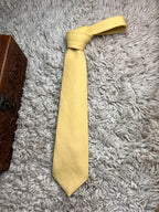 Vintage Pure Wool Solid Pale Yellow Textured Classic Tie