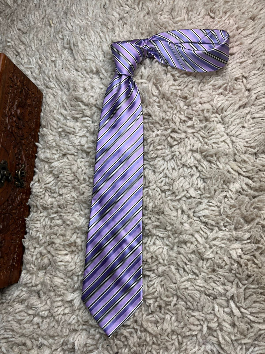 Daniel Grahame Purple Striped Microfibre Tie