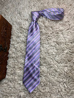 Daniel Grahame Purple Striped Microfibre Tie