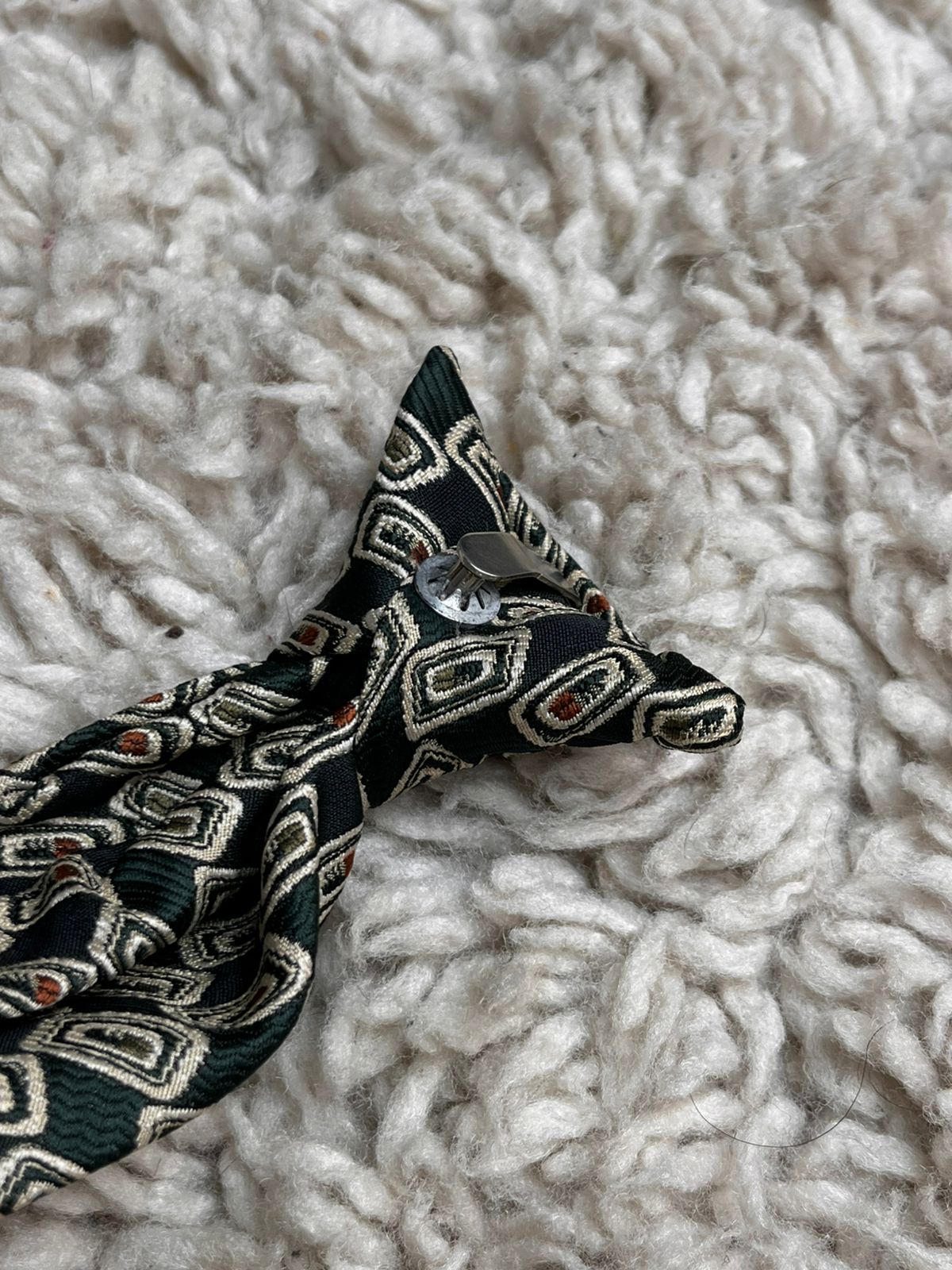 Berkertex Forest Green Geometric Retro Clip-On Vintage Aesthetic Tie