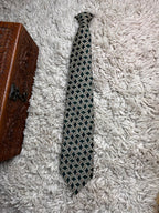 Berkertex Forest Green Geometric Retro Clip-On Vintage Aesthetic Tie