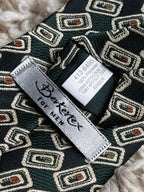 Berkertex Forest Green Geometric Retro Clip-On Vintage Aesthetic Tie
