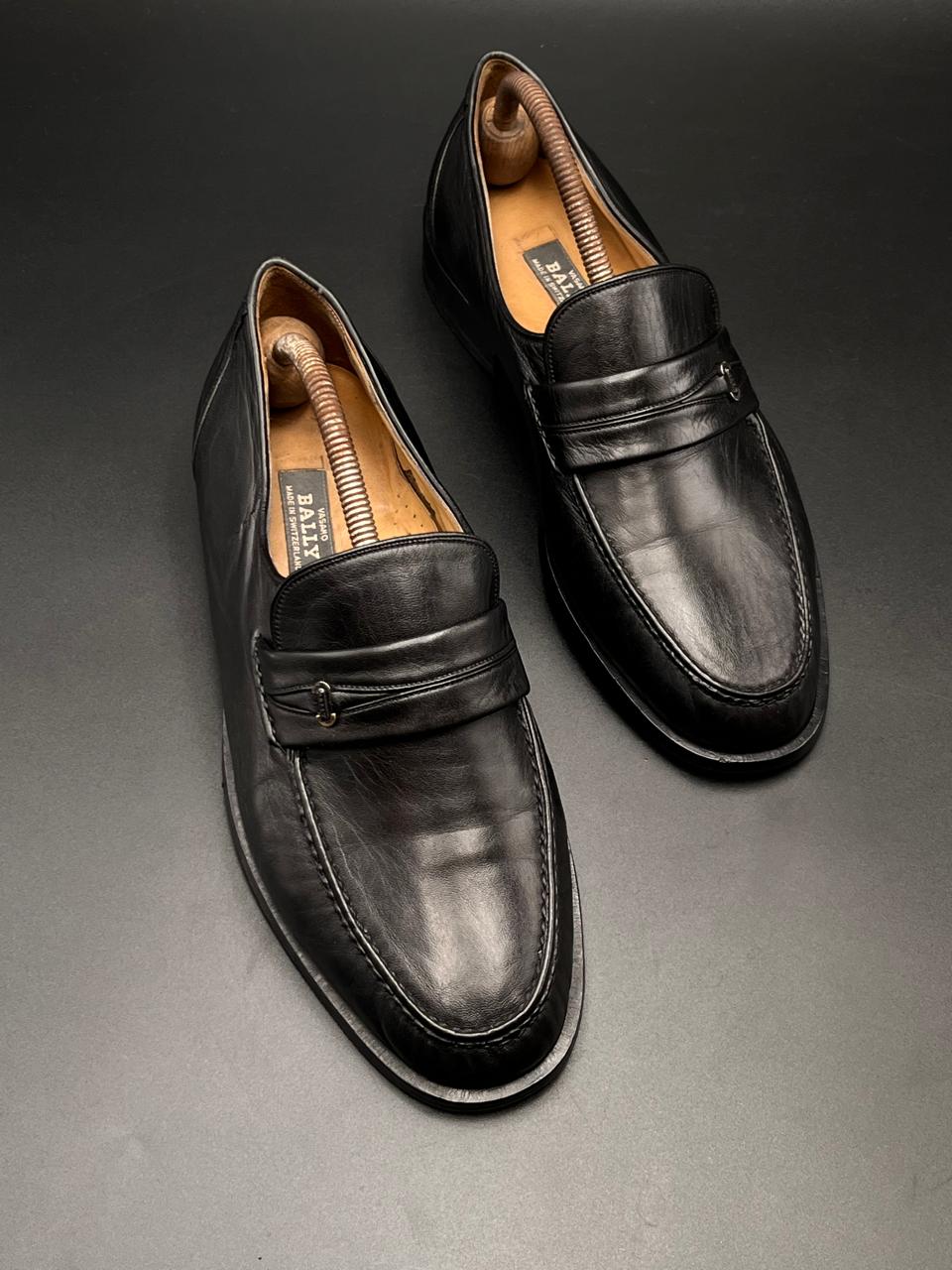 Bally Switzerland Men’s Black Leather Vasano Loafers