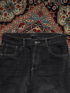 HOUSE Fragile Embroidered Black Denim Cargos - 38