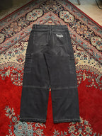 HOUSE Fragile Embroidered Black Denim Cargos - 38
