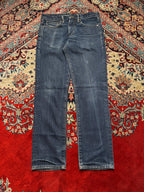 LANDS' END Dark Washed Blue Faded Straight Fit Jeans - 30