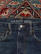 LANDS' END Dark Washed Blue Faded Straight Fit Jeans - 30