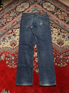 LANDS' END Dark Washed Blue Faded Straight Fit Jeans - 30