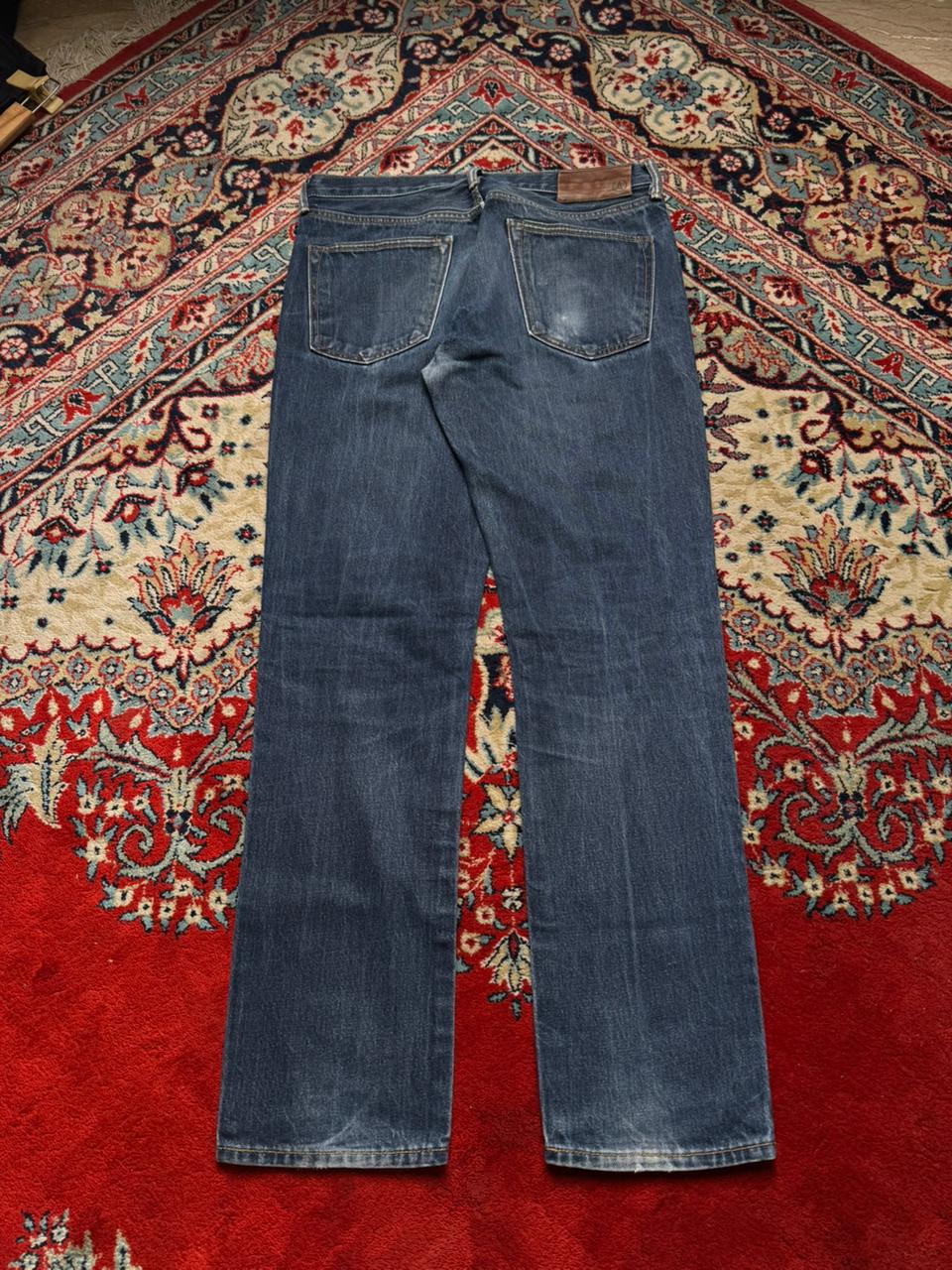 LANDS' END Dark Washed Blue Faded Straight Fit Jeans - 30