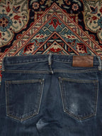 LANDS' END Dark Washed Blue Faded Straight Fit Jeans - 30