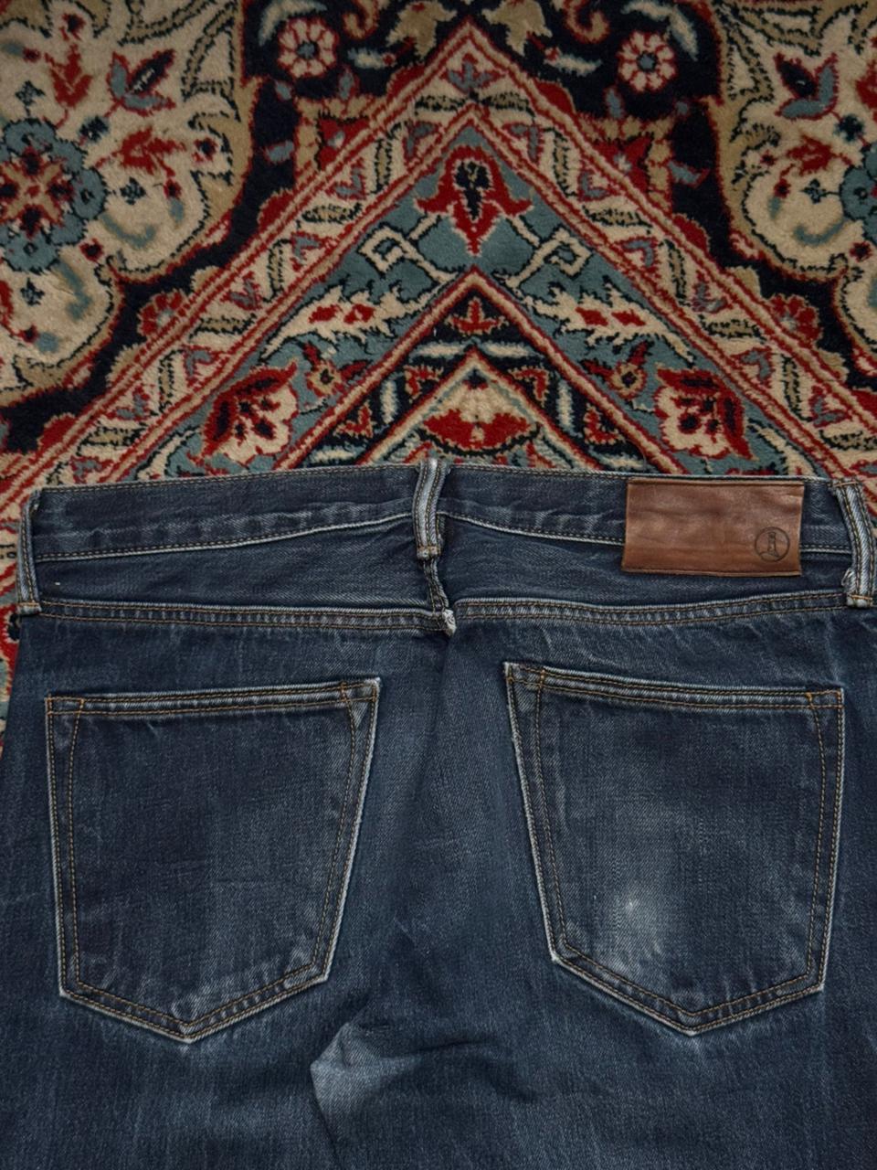 LANDS' END Dark Washed Blue Faded Straight Fit Jeans - 30