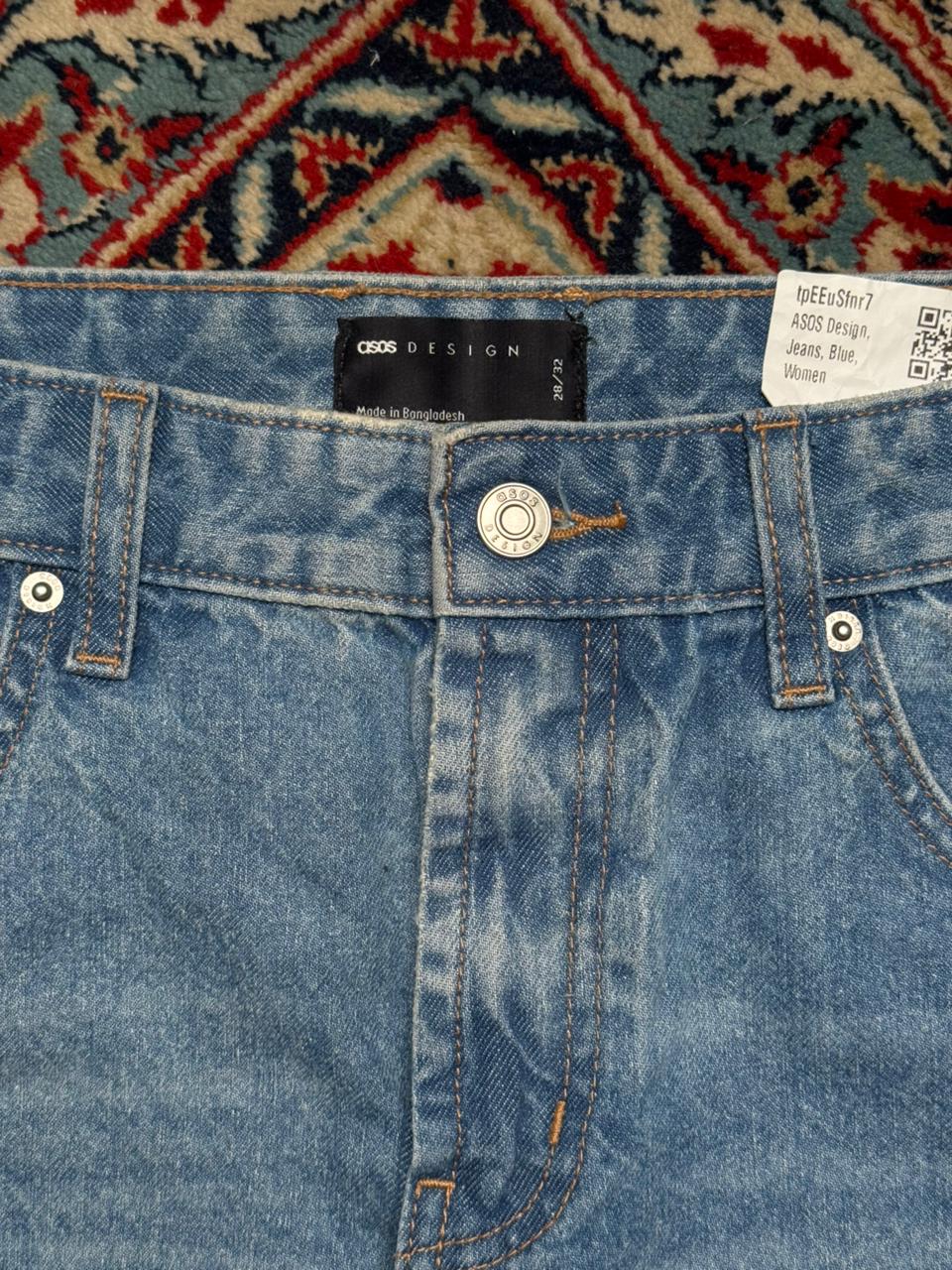 ASOS DESIGN Blue High Waisted Baggy Jeans - 32