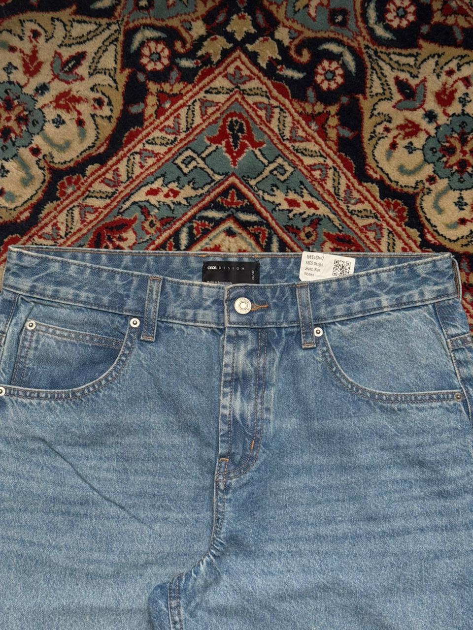 ASOS DESIGN Blue High Waisted Baggy Jeans - 32