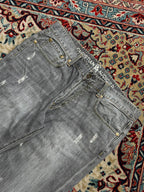 Christian Audigier Denim Distressed Gray Straight FIT Jeans - 34