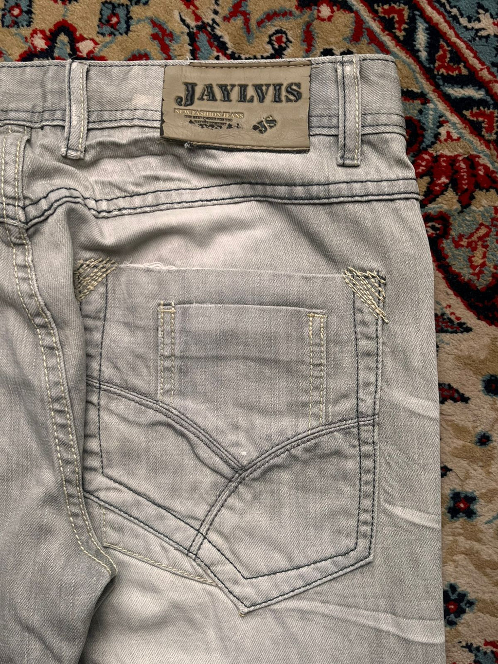 Jaylvis Jeans Grey Acid Wash Denim BOOTCUT FIT JEANS - 32