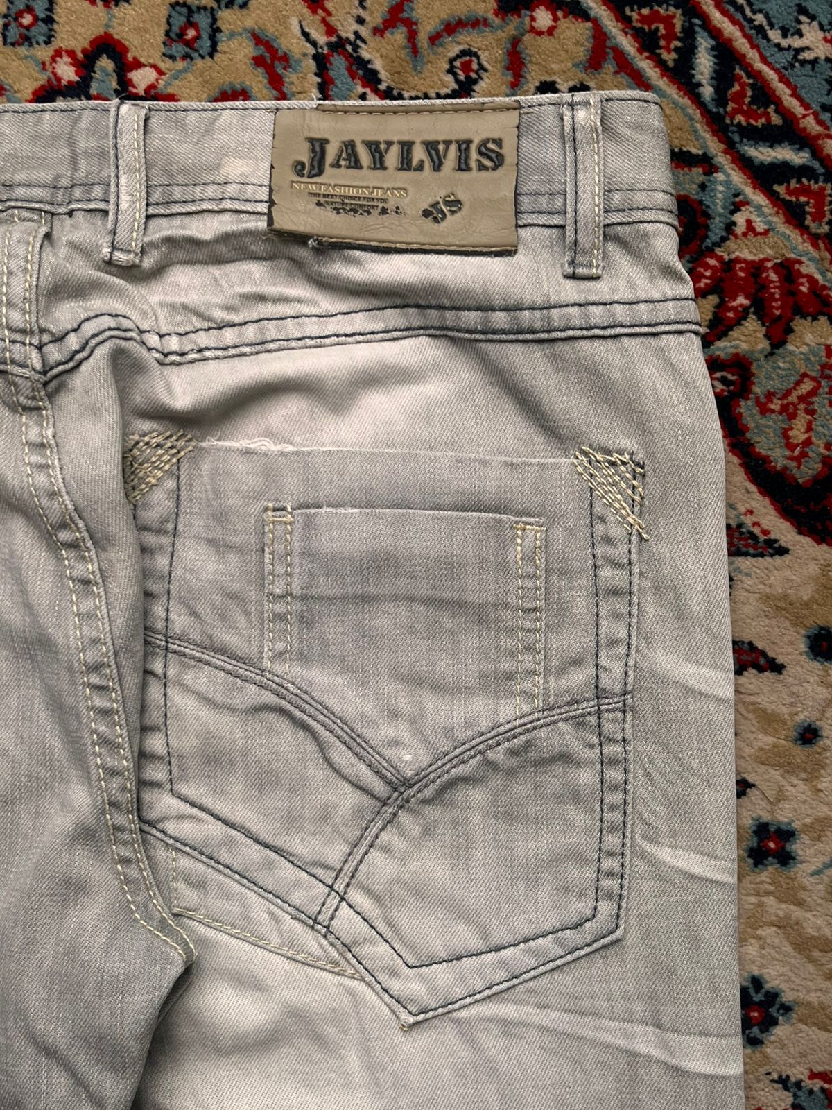 Jaylvis Jeans Grey Acid Wash Denim BOOTCUT FIT JEANS - 32