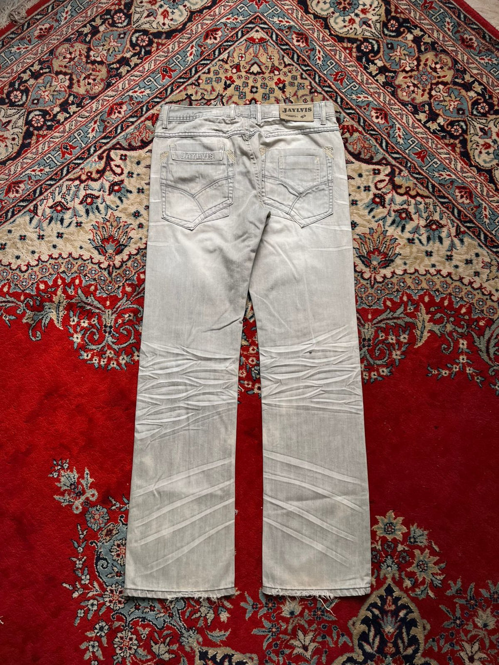 Jaylvis Jeans Grey Acid Wash Denim BOOTCUT FIT JEANS - 32