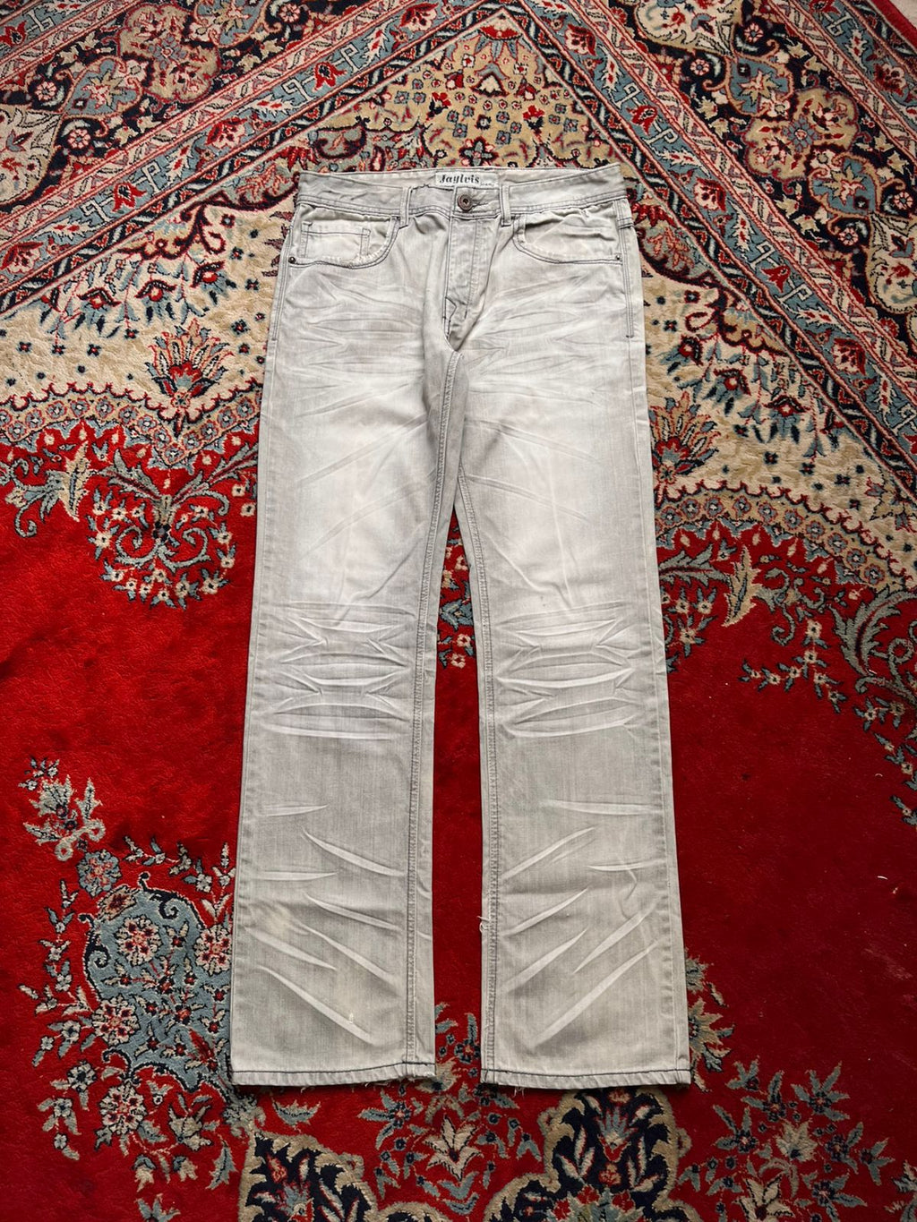 Jaylvis Jeans Grey Acid Wash Denim BOOTCUT FIT JEANS - 32