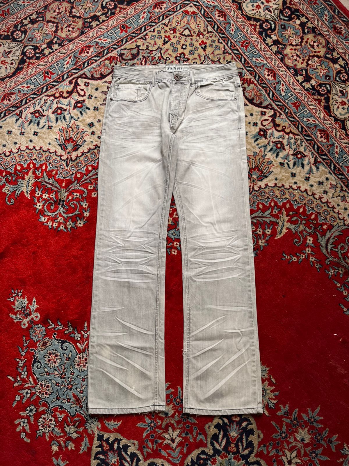 Jaylvis Jeans Grey Acid Wash Denim BOOTCUT FIT JEANS - 32