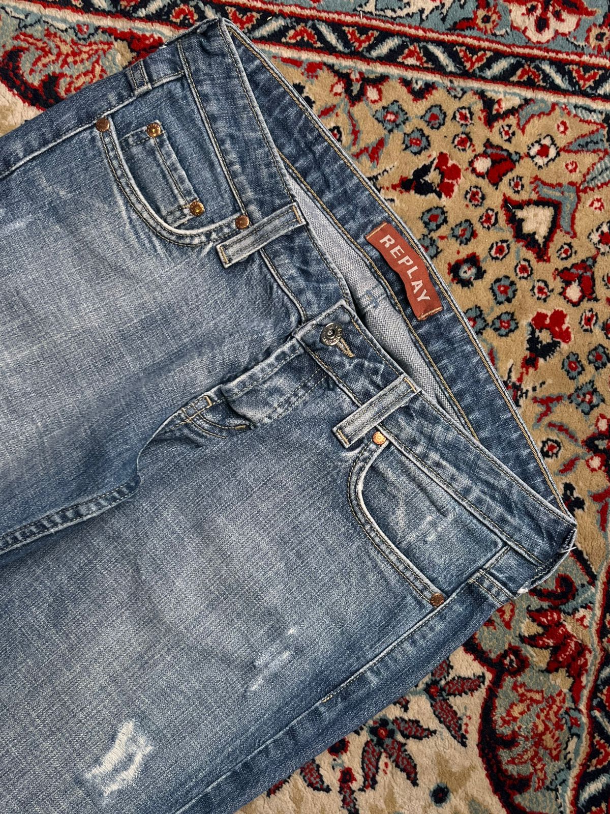 Replay WASHED Blue Distressed Bootcut FIT STURDY Jeans - 30