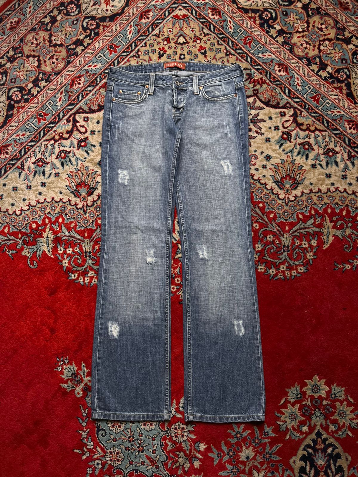 Replay WASHED Blue Distressed Bootcut FIT STURDY Jeans - 30