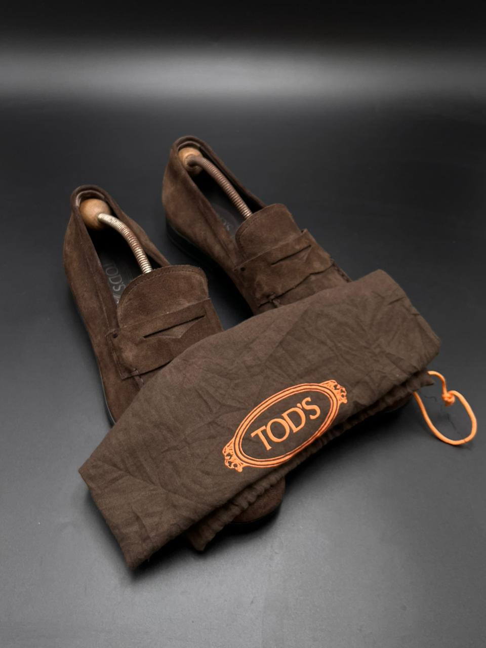 Tod's Italy Brown Suede Penny Loafer Shoes