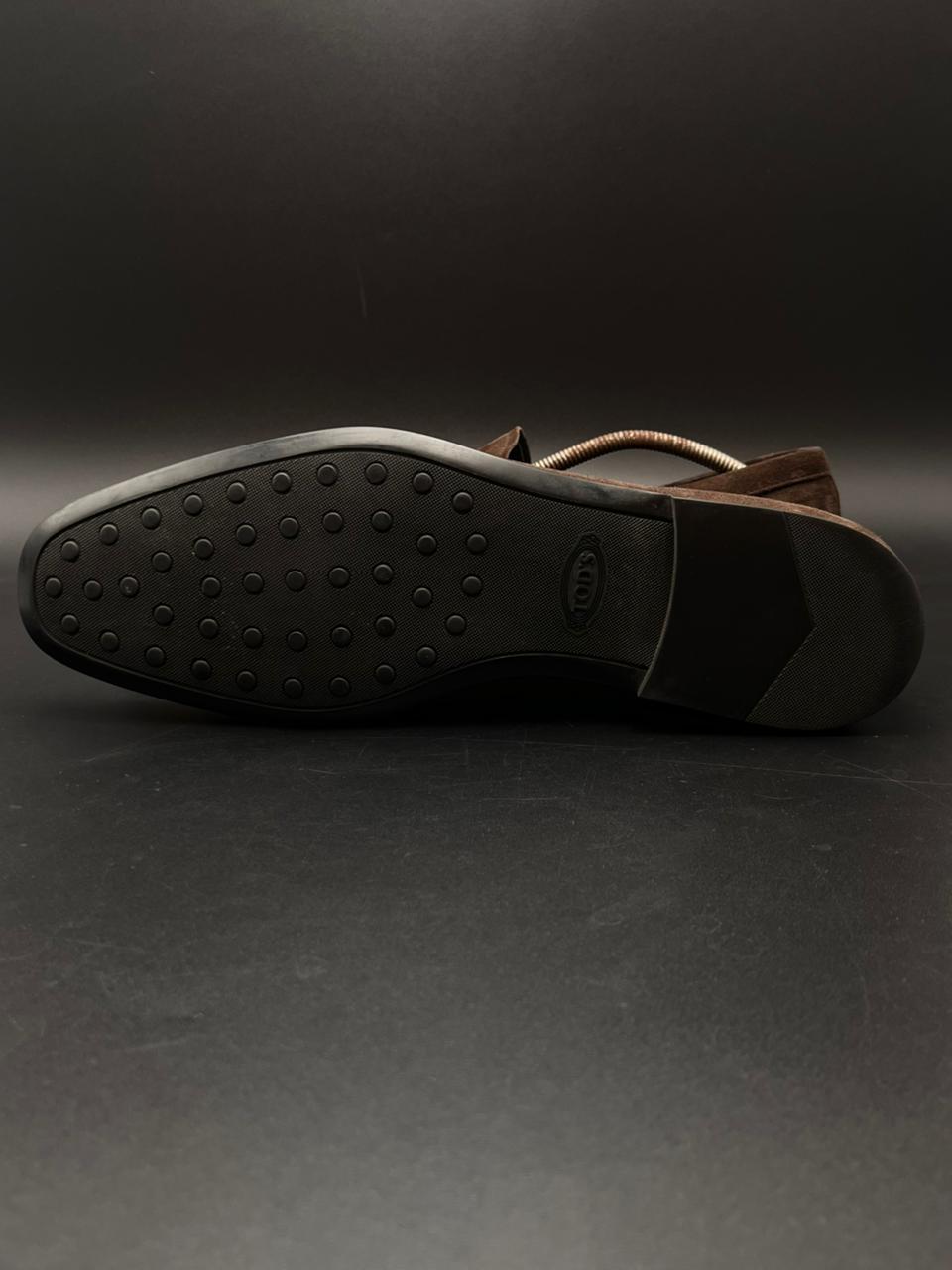 Tod's Italy Brown Suede Penny Loafer Shoes