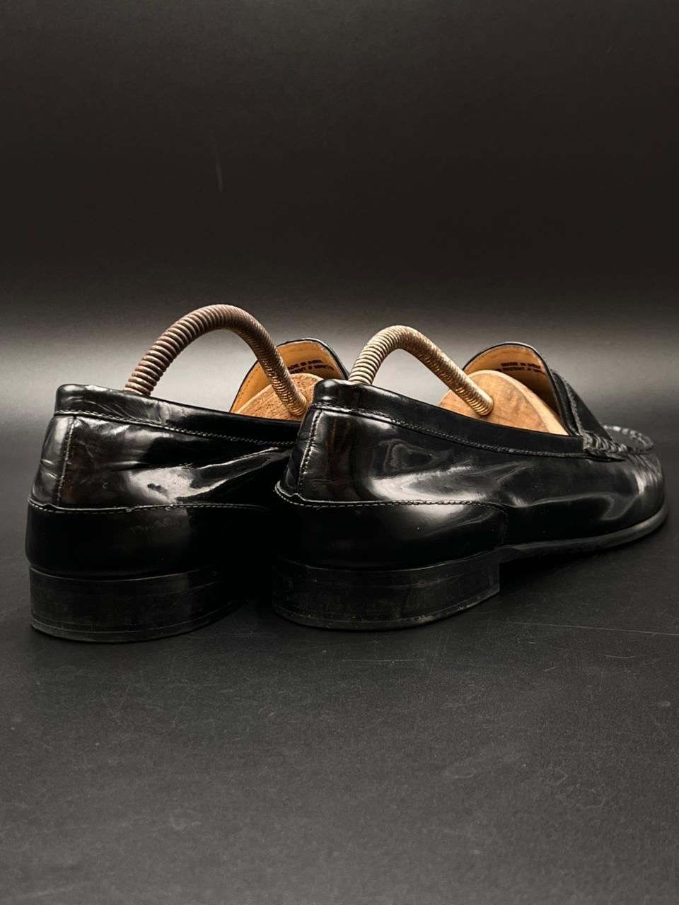 Cole Haan Black Glossy Leather Penny Loafers