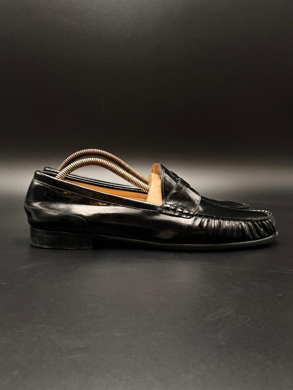 Cole Haan Black Glossy Leather Penny Loafers