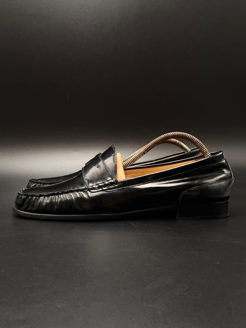 Cole Haan Black Glossy Leather Penny Loafers
