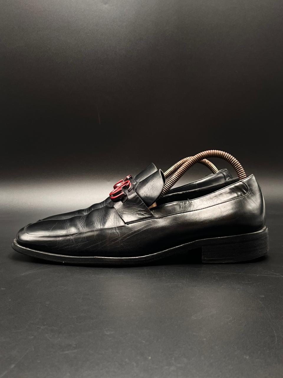 Gucci Black Leather Double G Marmont Loafers - 41.5