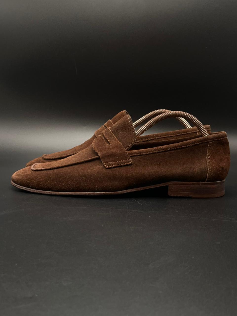 Sacoôr Brothers Men's Brown Suede Penny Loafers