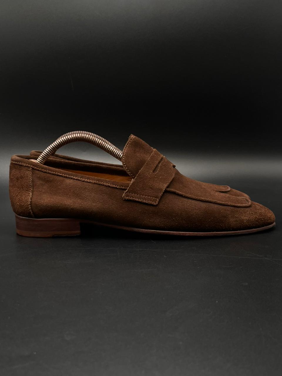 Sacoôr Brothers Men's Brown Suede Penny Loafers