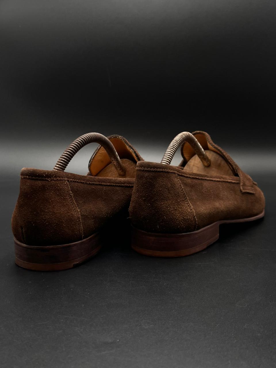 Sacoôr Brothers Men's Brown Suede Penny Loafers