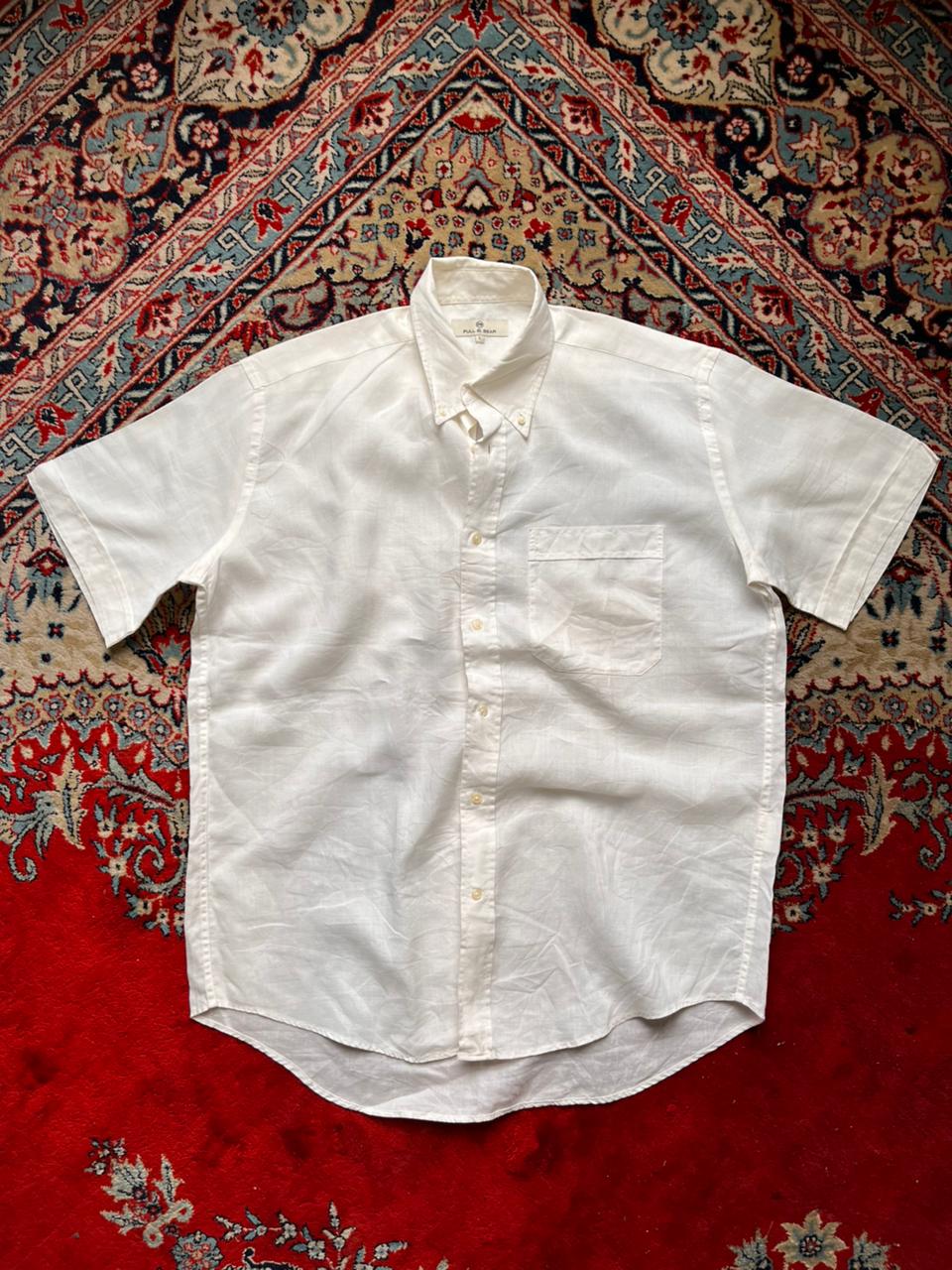 Pull & Bear Lightweight Summer Breathable Ramie Button Down Shirt - XL