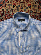 Comme Ça Ism JAPANESE MADE Premium Gingham Plaid Linen Button Down Shirt - L