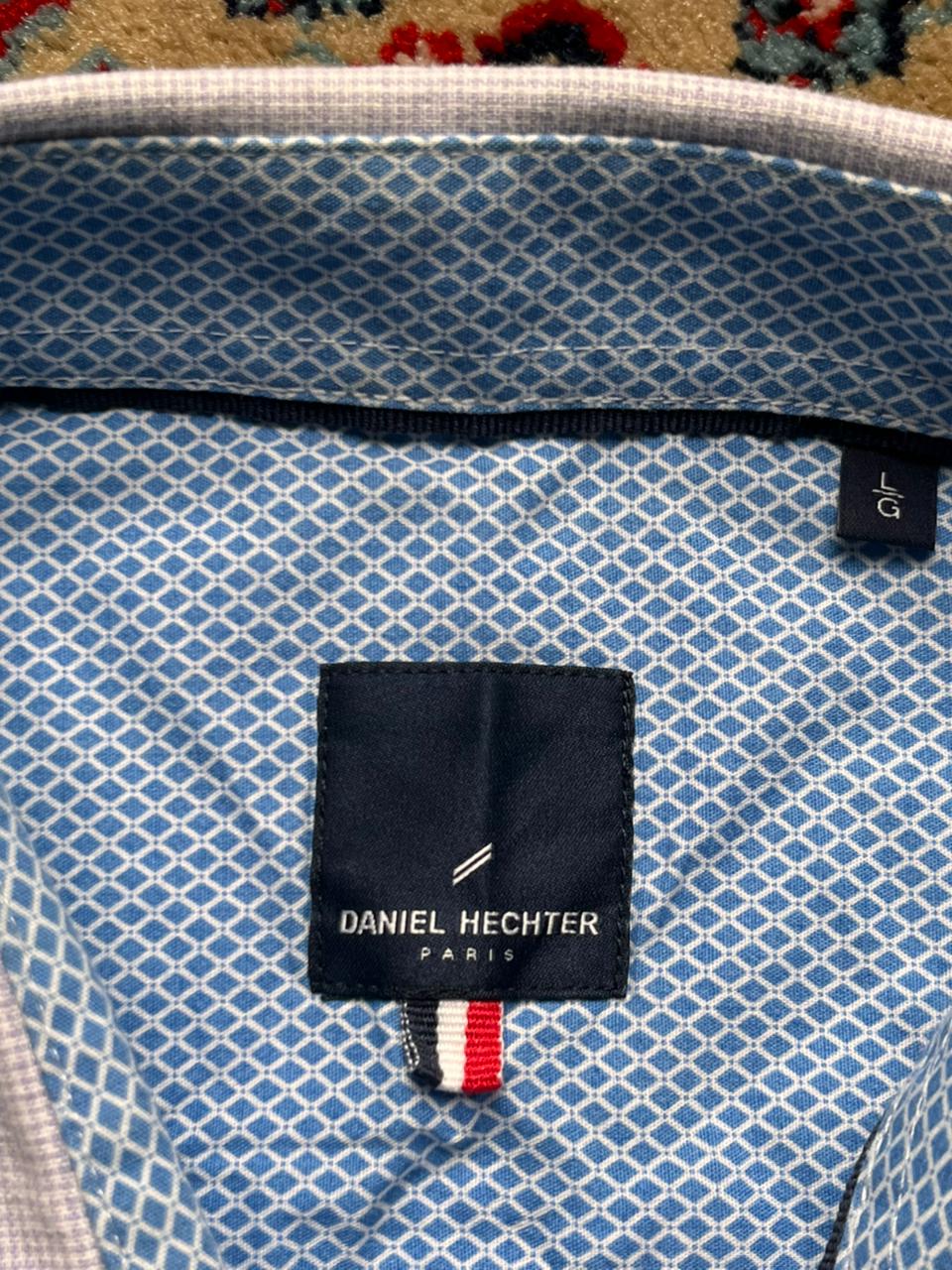 Daniel Hechter Paris Cotton Linen Micro-Check Button Down Shirt - L