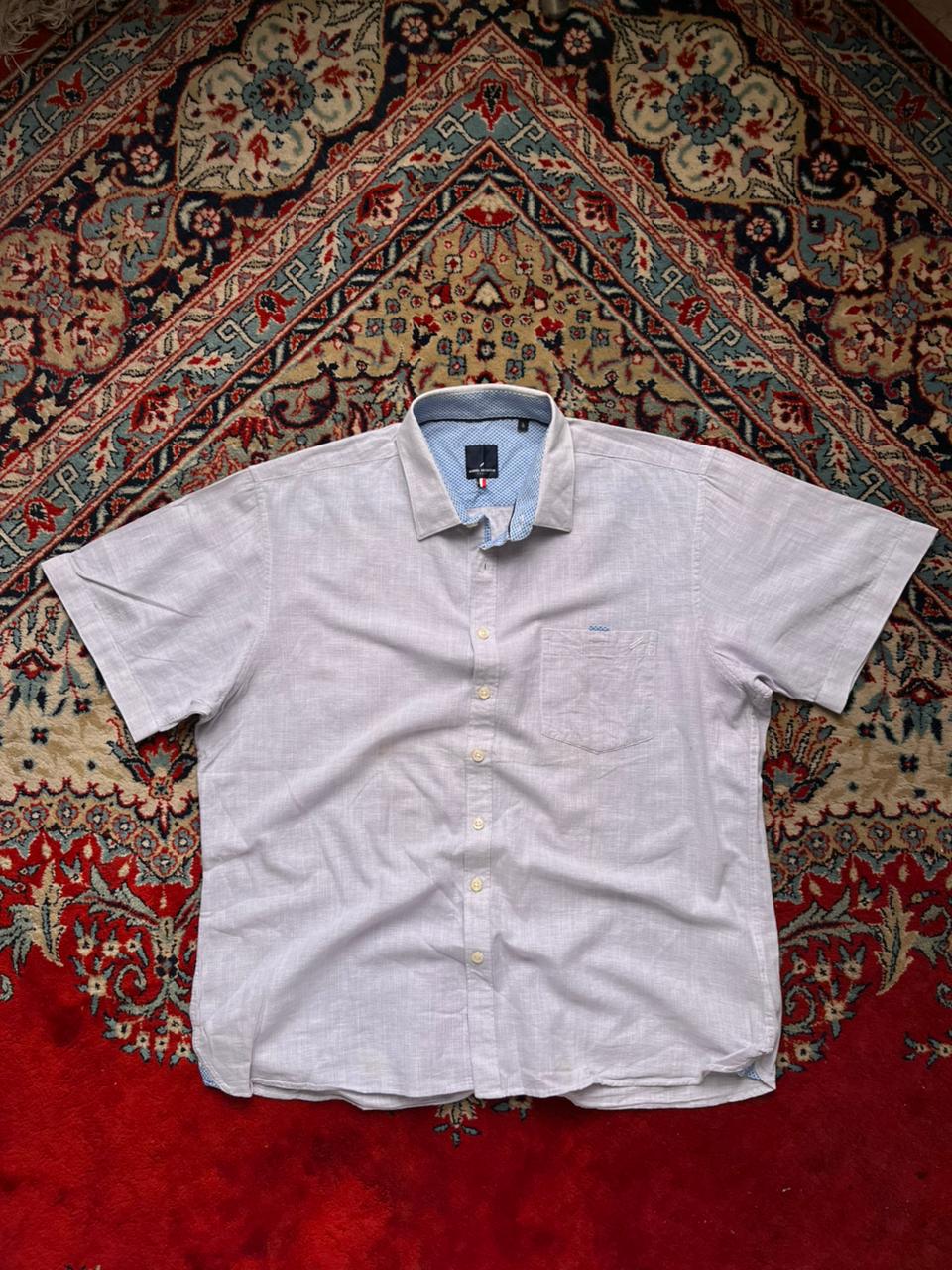 Daniel Hechter Paris Cotton Linen Micro-Check Button Down Shirt - L