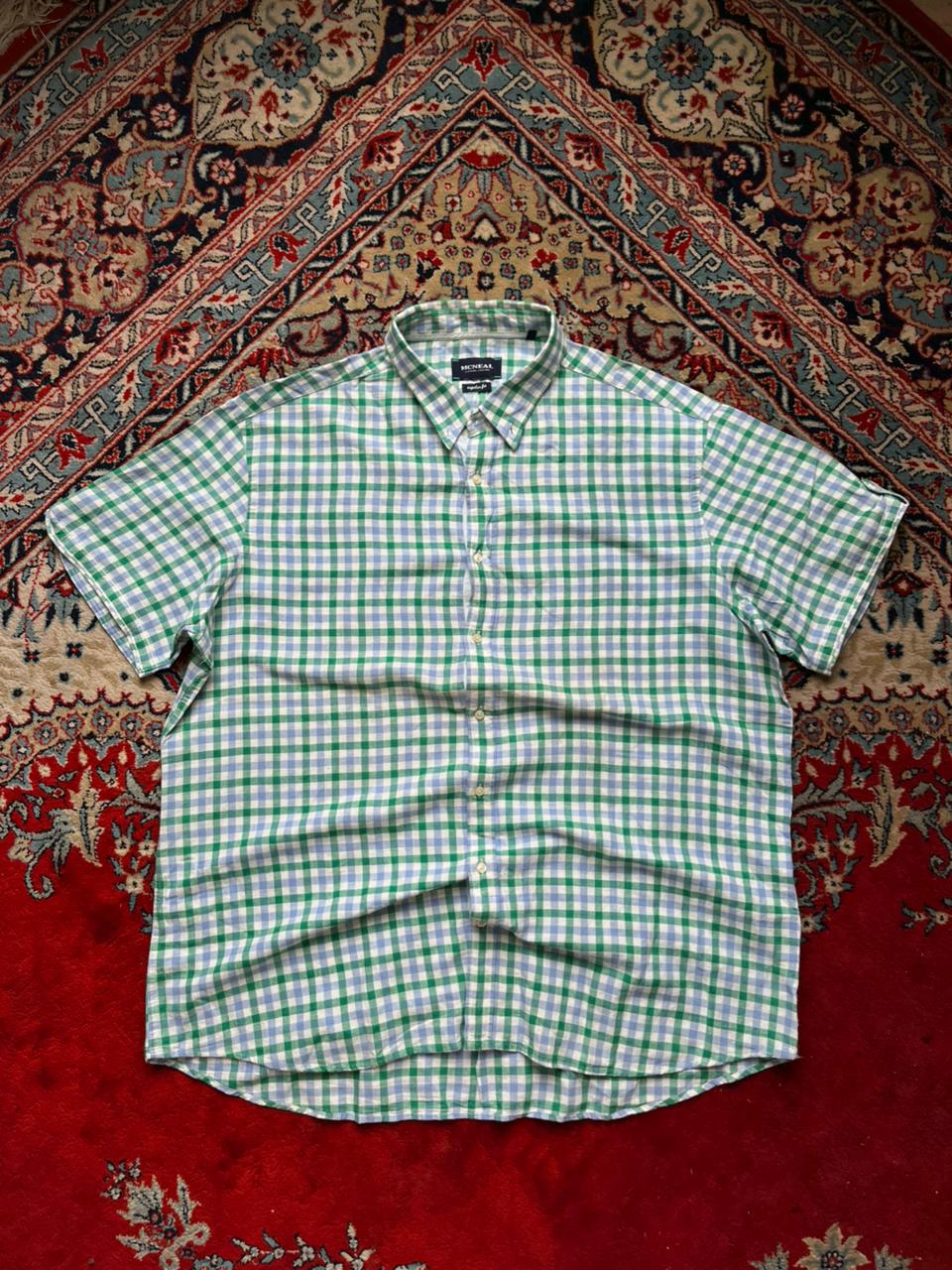 McNeal Linen Blend Gingham Button Down Shirt - XL