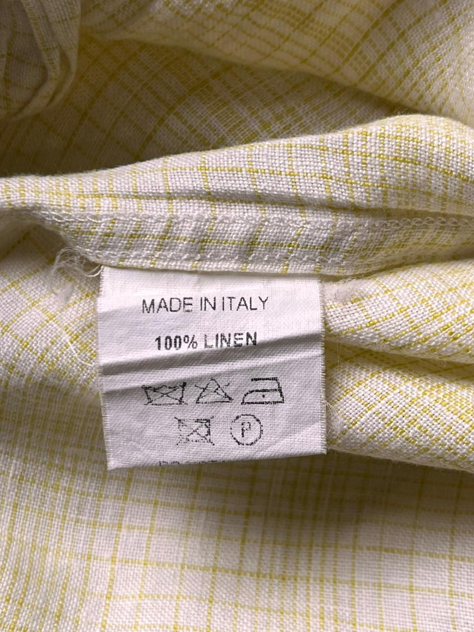 Michael Kors Linen Yellow Grid Button Down Shirt - XL