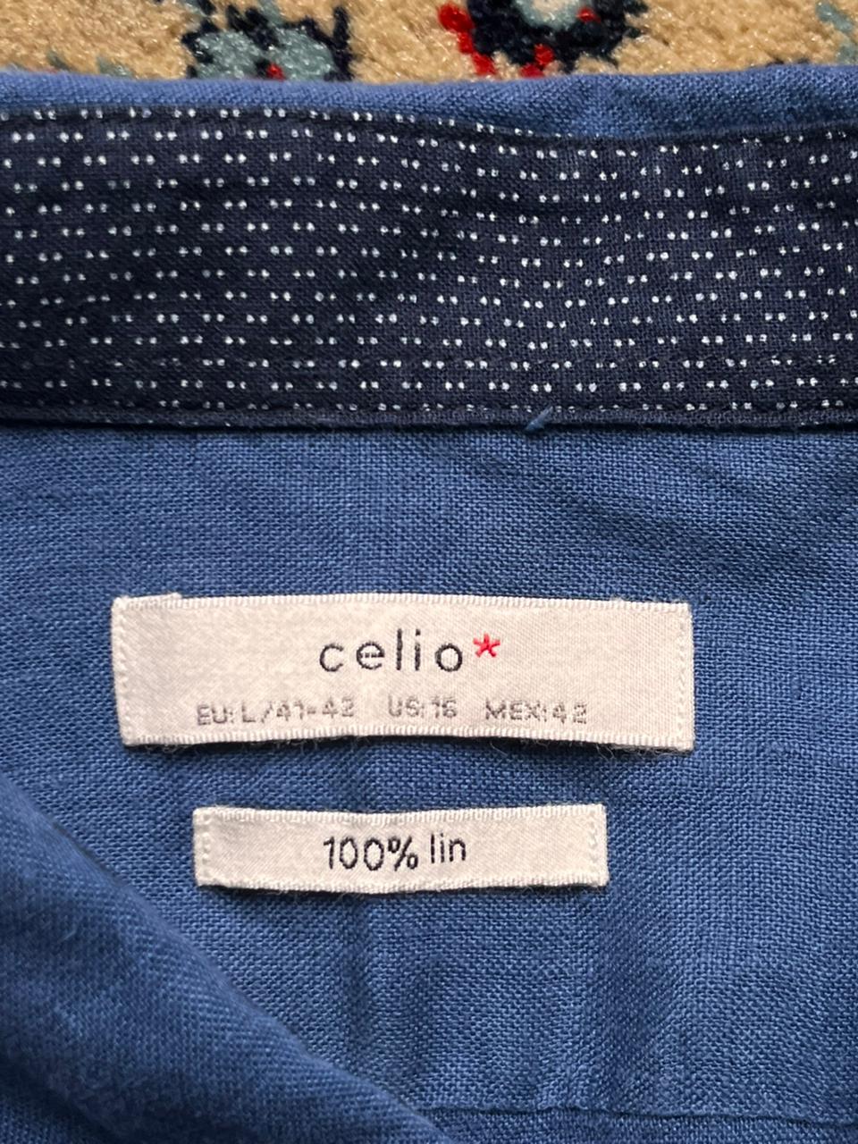 CELIO FULL SLEEVE PURE LINEN BUTTON DOWN SHIRT - L