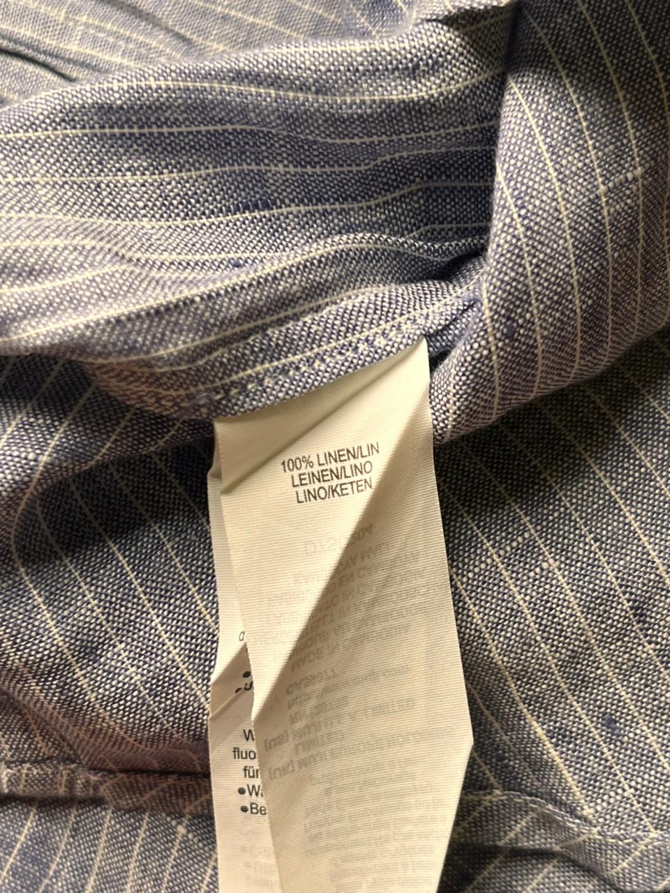 MUJI Linen Striped Button Down Casual Shirt - L