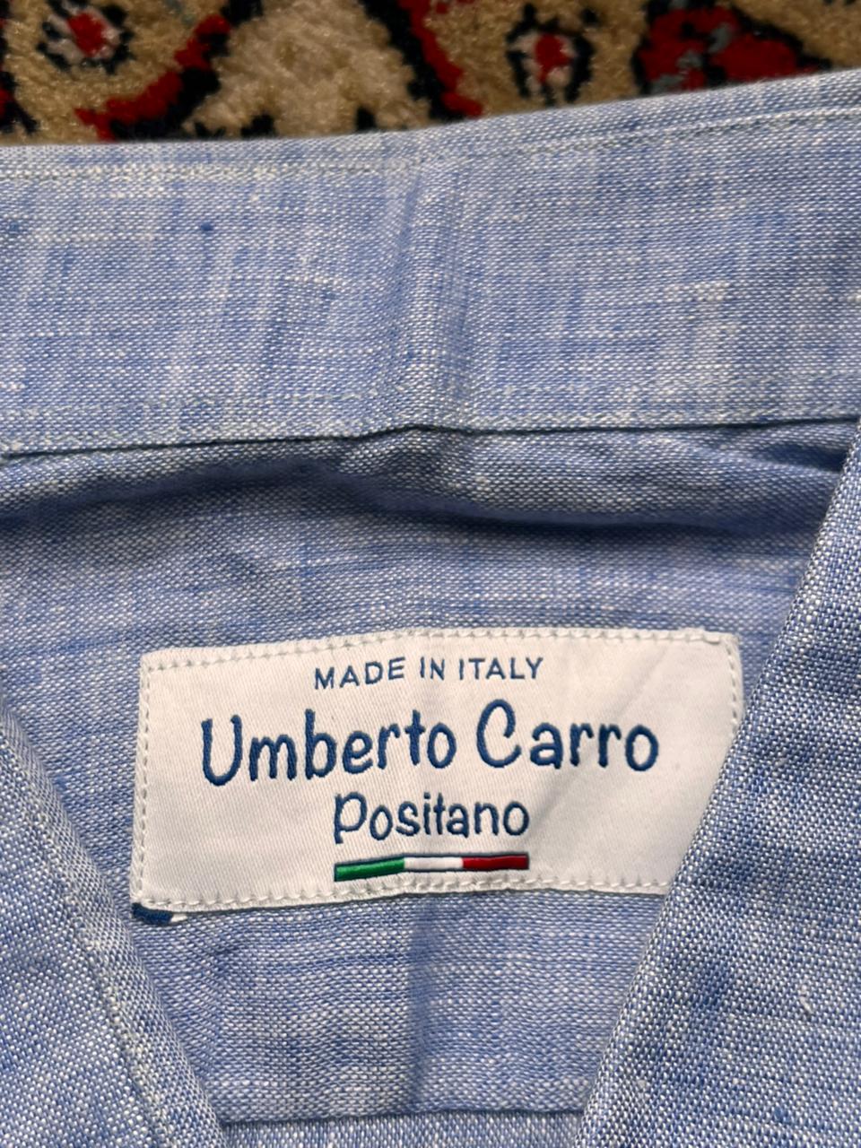 Umberto Carro Positano Blue Linen Button Down Shirt - XL