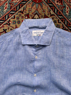 Umberto Carro Positano Blue Linen Button Down Shirt - XL