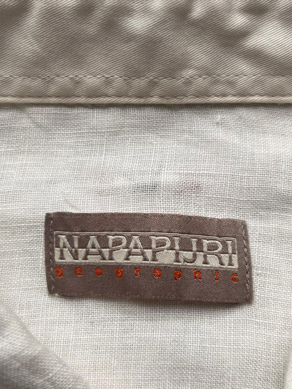 NAPAPIJRI Geographic Linen CasuaL Button Down FITTED Shirt - L