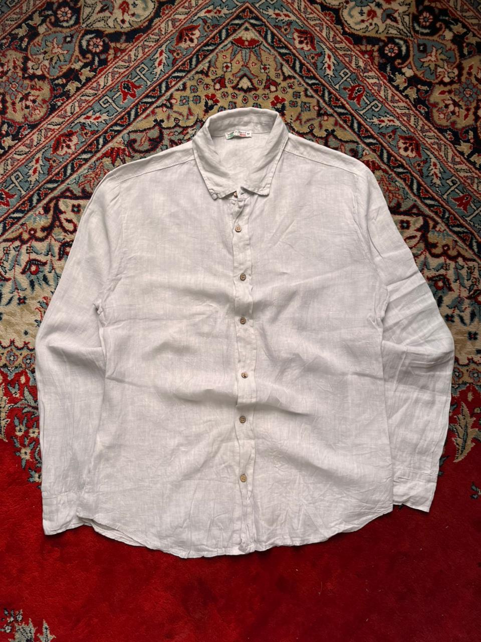 ITALIAN MADE Linen Button Down Casual Shirt - L