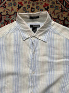 CLAIBORNE Linen Striped Button Down Shirt - L