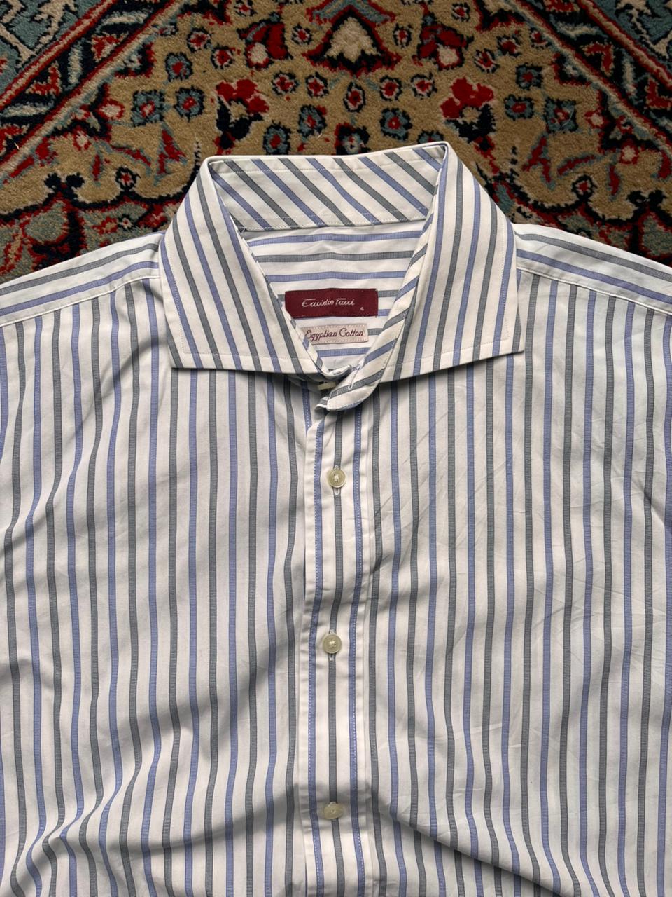 EMIDIO TUCCI Luxury Egyptian Cotton Striped Button Down Shirt - L