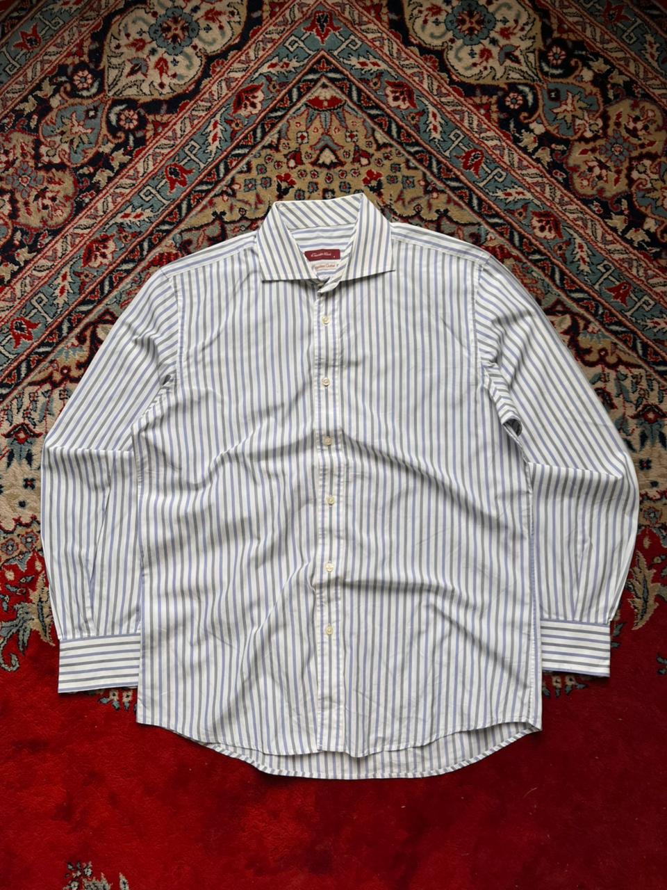 EMIDIO TUCCI Luxury Egyptian Cotton Striped Button Down Shirt - L