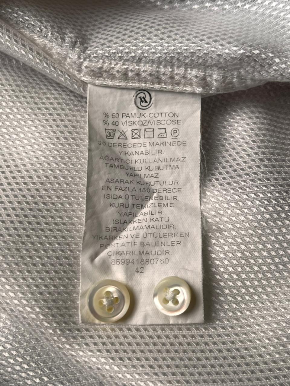 VAKKO Luxury White Textured Cotton Viscose Tailored French Cuff Dress Shirt - XL